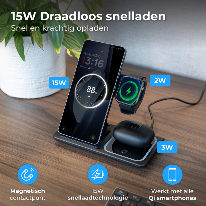Digitale wekker met draadloze oplader Digitale wekker met draadloze oplader