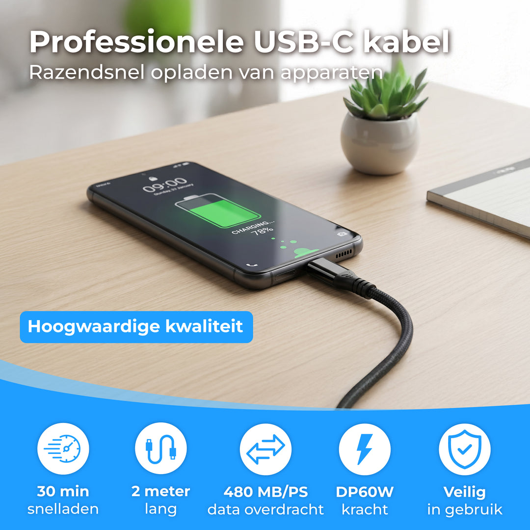 USB A naar USB C kabel