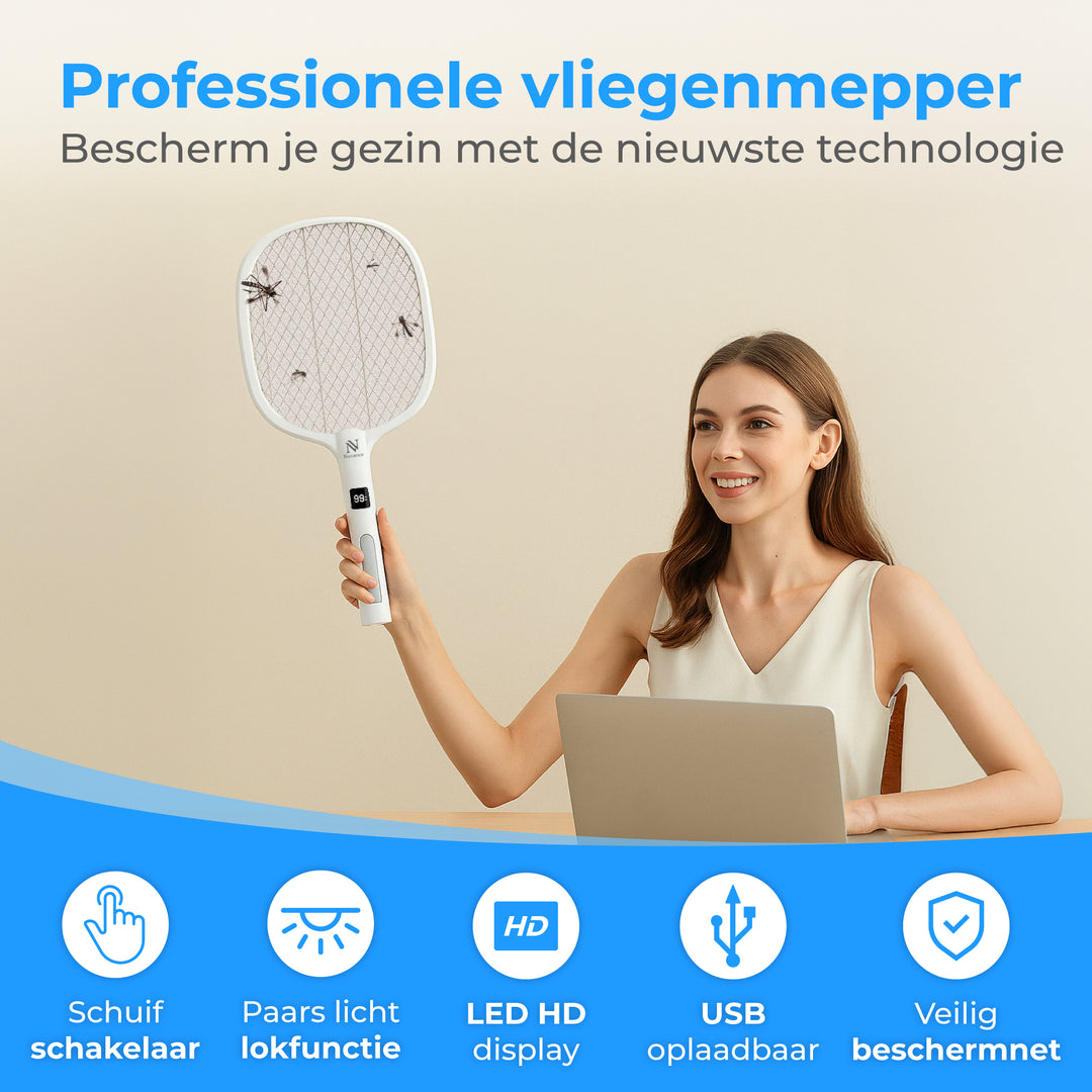 Elektronische vliegenmepper - diverse kleuren Elektronische vliegenmepper - diverse kleuren