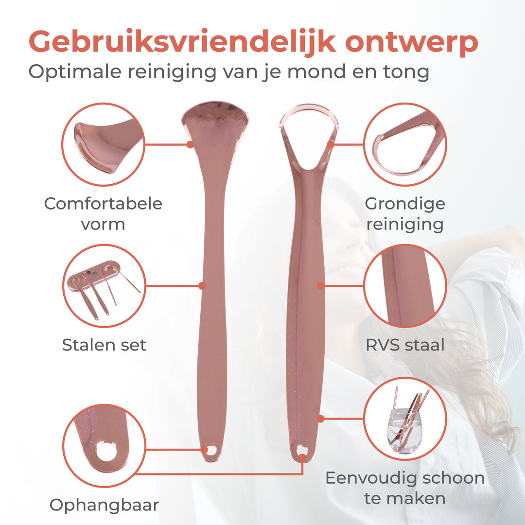 Tongschraper Set - 3 delig Rose