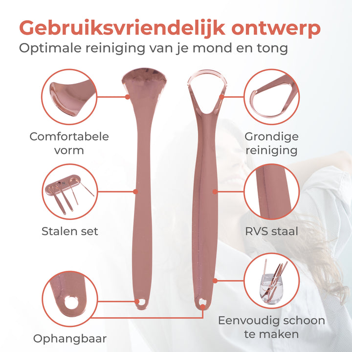 Tongschraper Set - 3 delig Rose