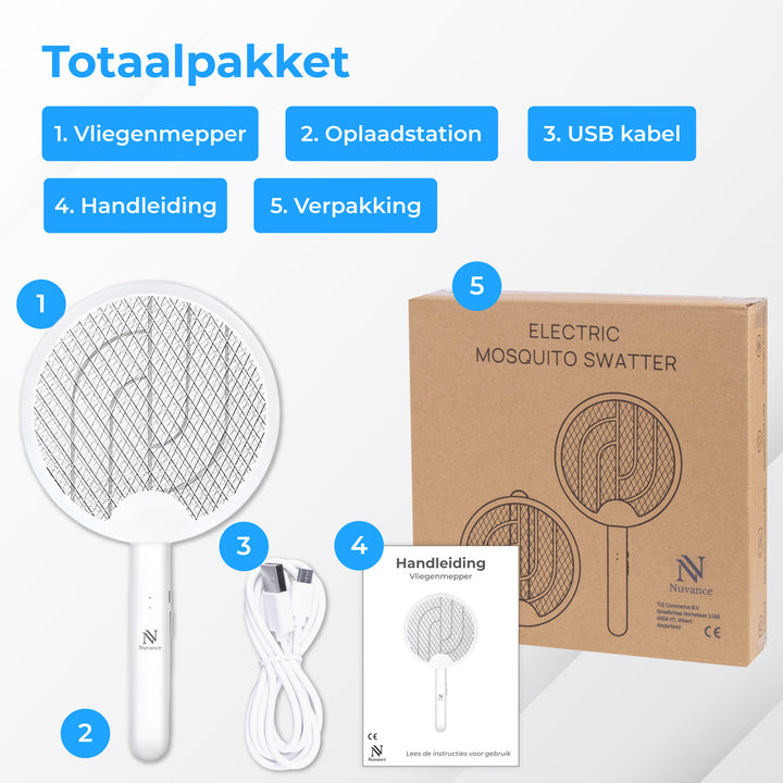 Elektrische Vliegenmepper | Oplaadbaar | LED Licht | 3500V Elektrische Vliegenmepper | Oplaadbaar | LED Licht | 3500V