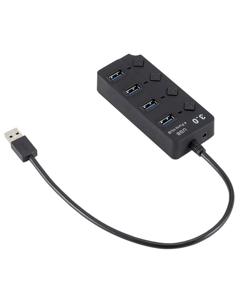 usb hub met aan en uit knoppen