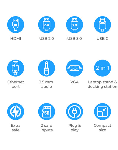 Docking Station USB C Hub - 11 Poorten